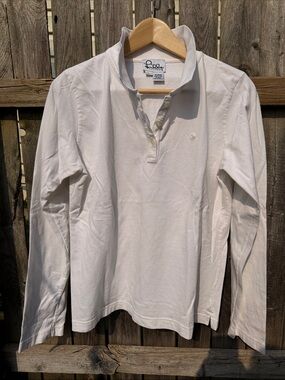 Lilly Pulitzer White Long Sleeve Pima Cotton Polo Shirt
